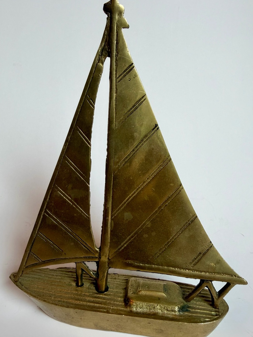 Vintage Brass Sailboat Figurine Nautical Costal Decor Mid Century Style